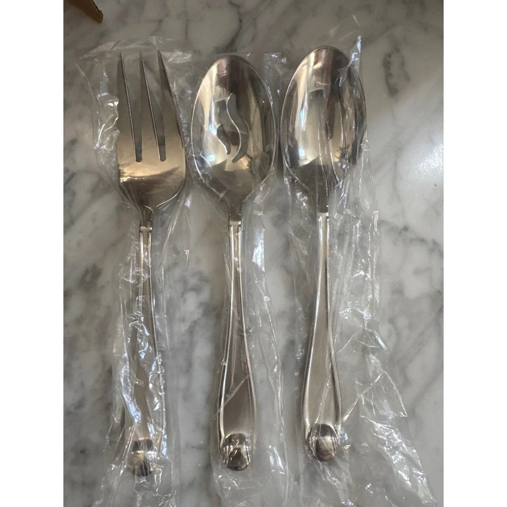 Oneida Garnet 18/10 Stainless Steel 5 Piece Hostess Serving Set Glossy Ridged